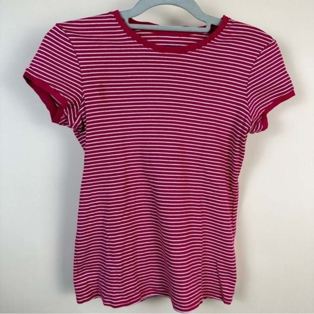 Lands’ End Red and White Stripped T-Shirt, Girls Large 14, 100% cotton